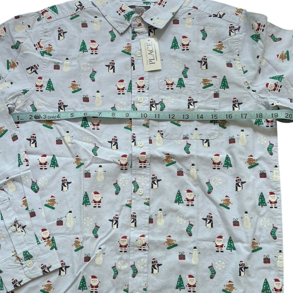 The Childen's Place Boys Long Sleeve Christmas Dress Shirt, Size 16, XXL - Picture 2 of 9